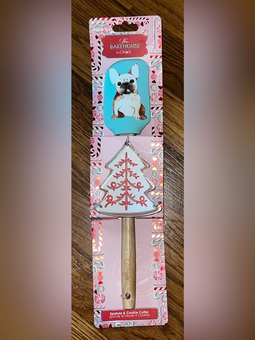 Ciroa French Bulldog Spatula with Festive Tree Cookie Cutter NEW